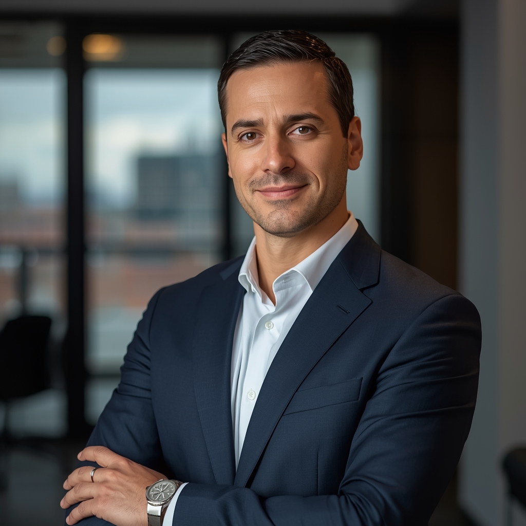 lucid origin a mature male professional with a neutral facial expression short dark hair and 0